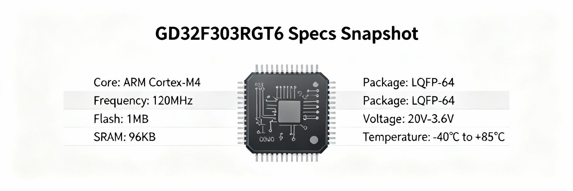 Especificaciones técnicas del microcontrolador GD32F303RGT6